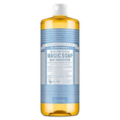 Dr. Bronner’s 18-in-1 Pure-Castile Magic Soap, Baby Unscented, 32 oz